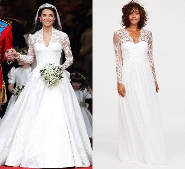 Компания H&M выпустила бюджетную копию свадебного платья Кейт Миддлтон