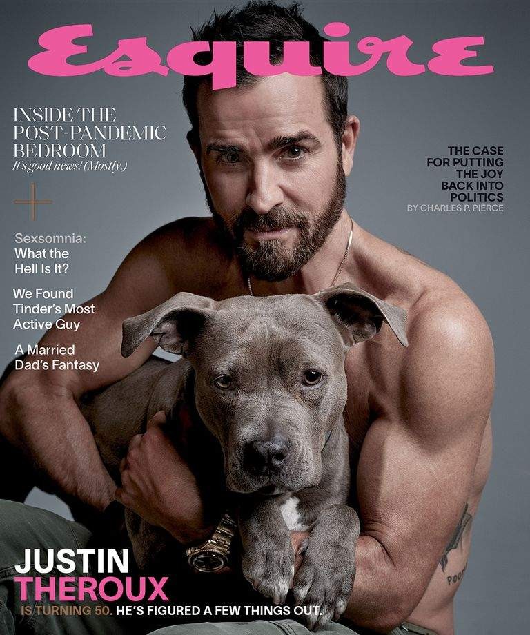 Джастин Теру показал торс на обложке журнала с любимой собакой