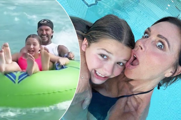 Виктория и Дэвид Бекхэм провели время с дочерью Харпер в аквапарке